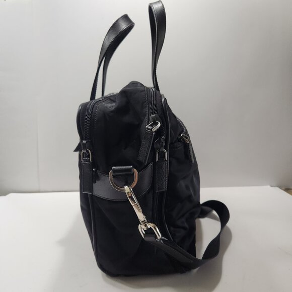 Prada Tessuto Convertible Business Bag VA0611 Black Nylon/Saffiano Leather Trim - Picture 3 of 16